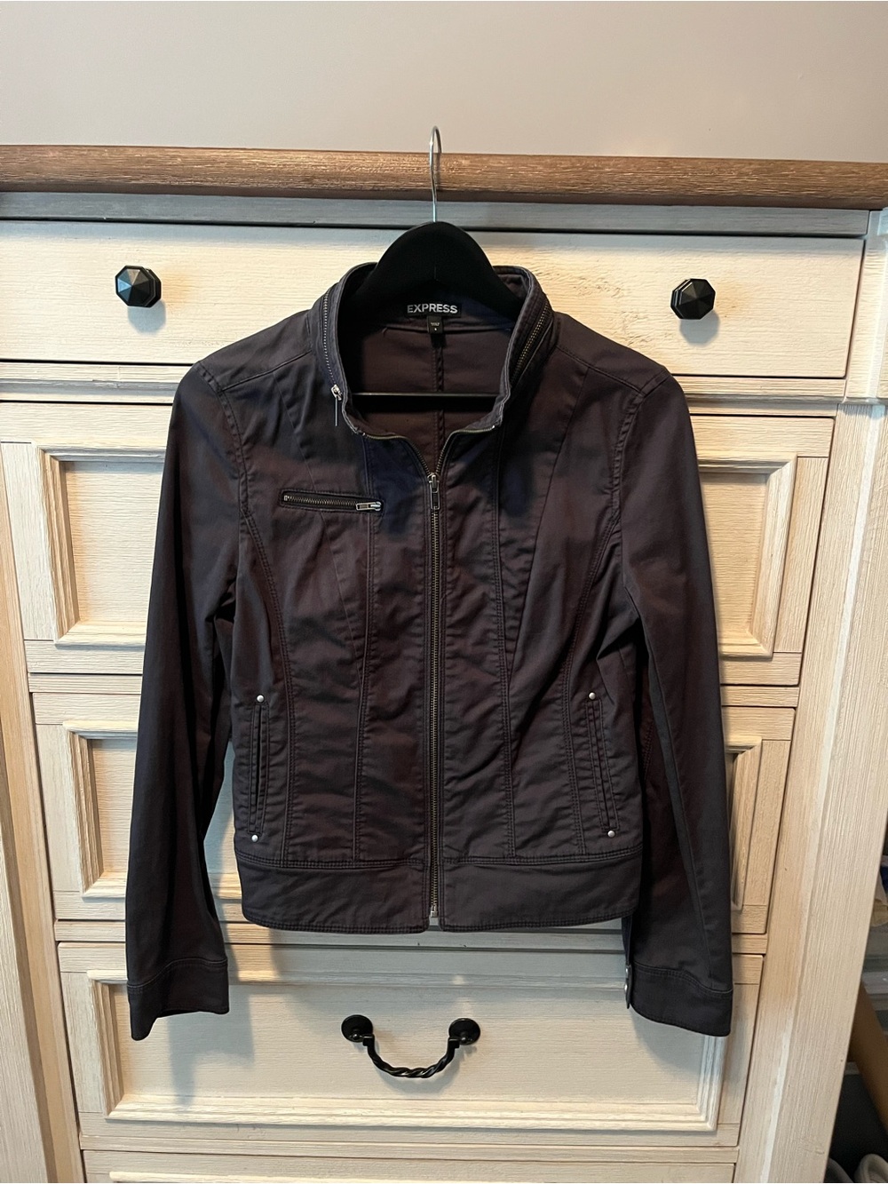 Express Women's Dark Gray Zip Front Jacket